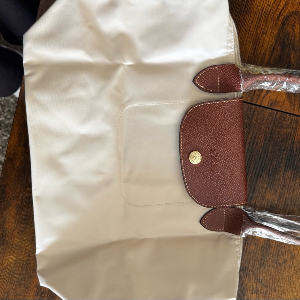 Longchamp Brown and Cream Tote Bag